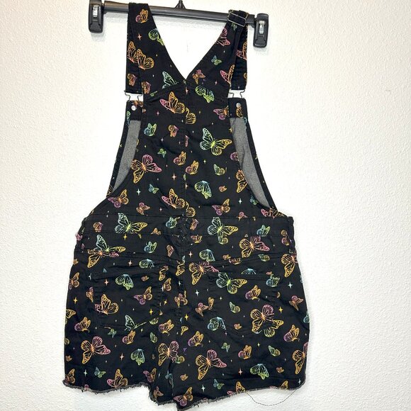 Rainbow butterfly jean shortalls - Picture 1 of 3